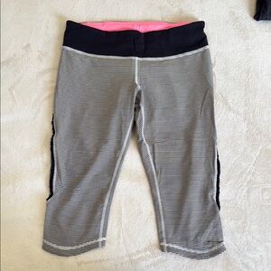 Striped Lululemon Leggings with Pink and Black Accents
